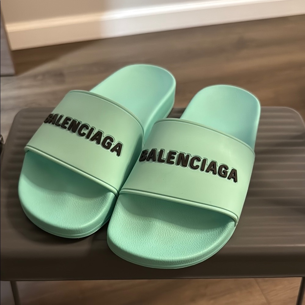 Balenciaga Mint Green Slides